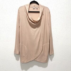 Chico's Soft waffle knit Beige Cowl Neck Sweater XL‎